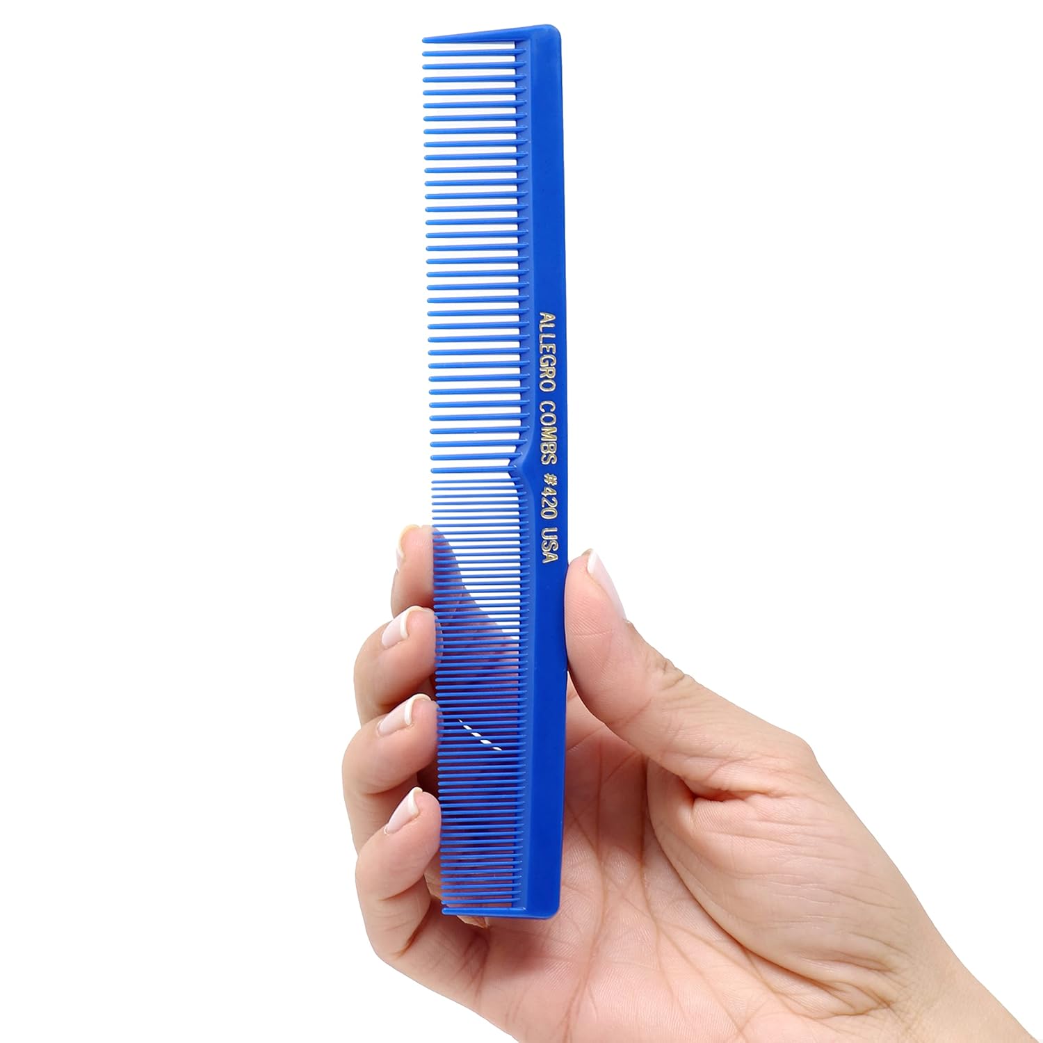 Allegro Combs Juego de corte de pelo #420 y #450 Peines de peluquero para estilistas cónicos – 24 peines azules