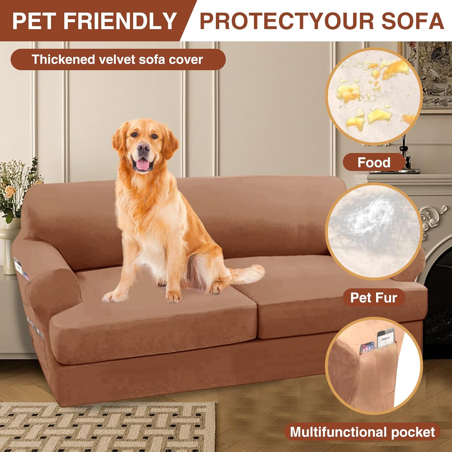 Funda de sofá impermeable de alta elasticidad, funda de sofá doble de tres piezas, funda de sofá doble suave para parejas, funda de cojín en forma