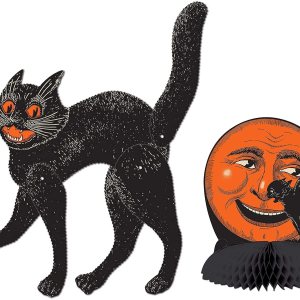 ILUVUMOREI Decoraciones de Halloween Juego de centro de mesa de gato articulado de 20.5 pulgadas y luna de 9.75 pulgadas ILUVUMOREI Decoraciones de Halloween Juego de centro de mesa de gato articulado de 20.5 pulgadas y luna de 9.75 pulgadas