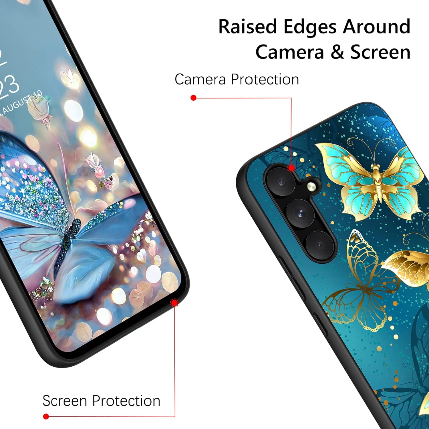 GUAGUA Funda para Samsung Galaxy A54 5G que brilla en la oscuridad, funda para teléfono Samsung A54, bonita funda luminosa nocturna de mariposa azul