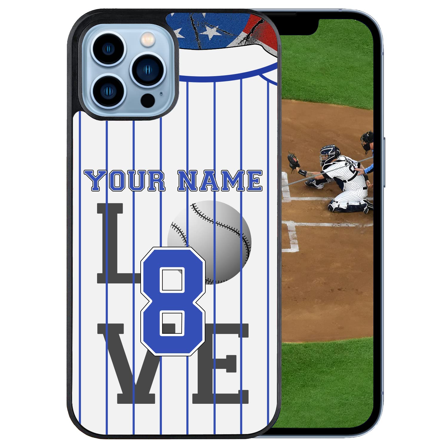 Personalized Name Number Custom BaseballSoftball Jersey America Flag Design Rubber Cover Phone Case for Samsung Galaxy A53