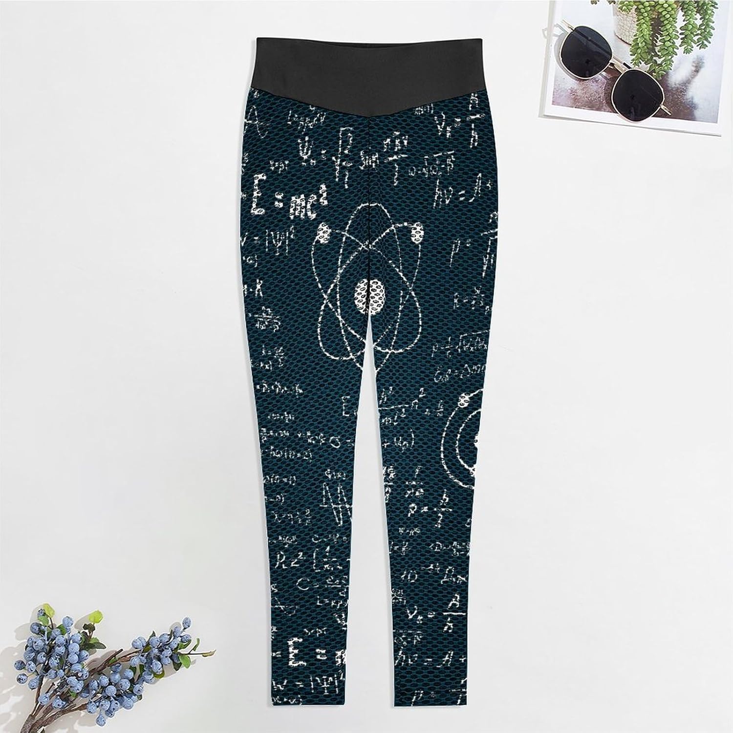 Physical Mathematics Science Formula High Waist Yoga Pants Tummy Control Workout Leggings for Women