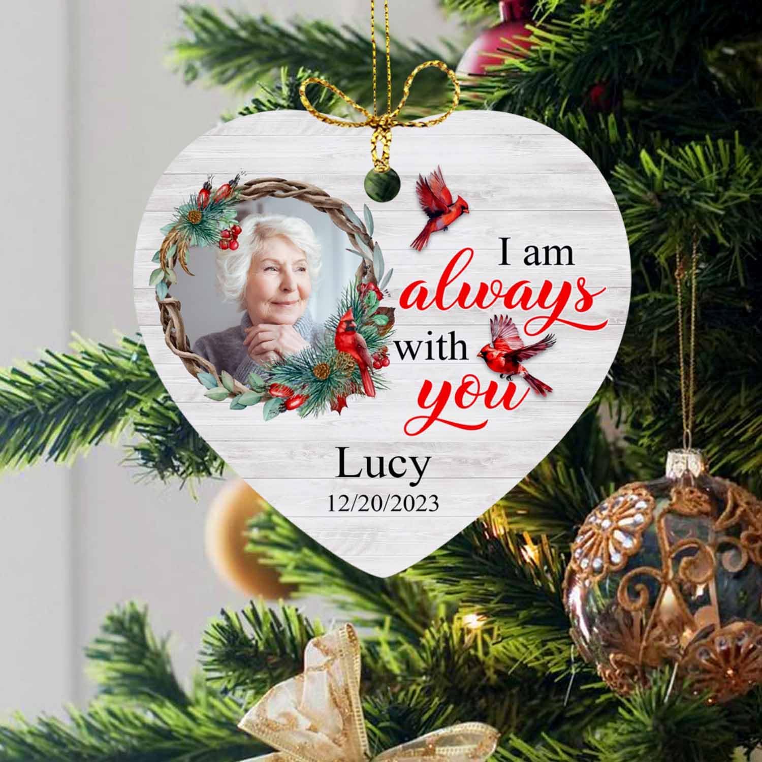 Adorno de Navidad I Am with You, adornos de Navidad conmemorativos personalizados, adorno de foto de abuela personalizado, regalos de recuerdo