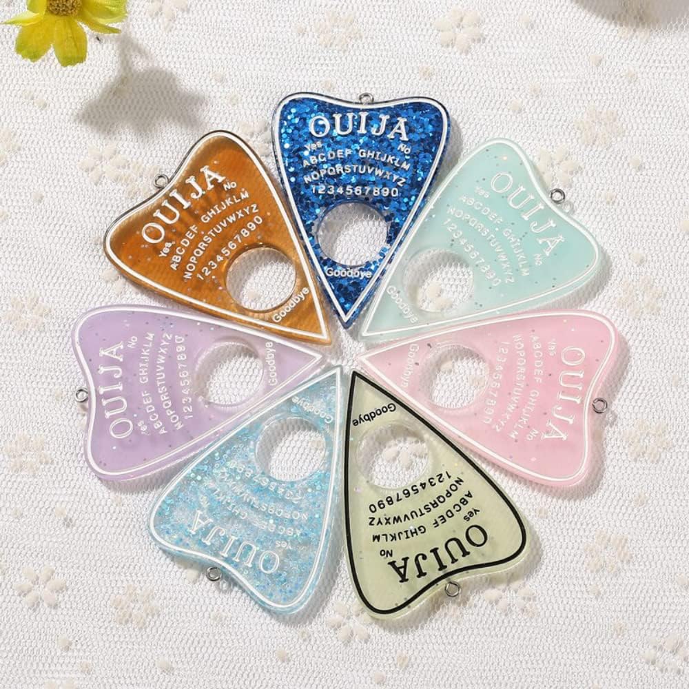 SEBOYKING 10 dijes de Navidad espeluznantes ataúd bola de cristal Ouija adornos de sombrero de parte trasera plana, abalorios acrílicos para hacer