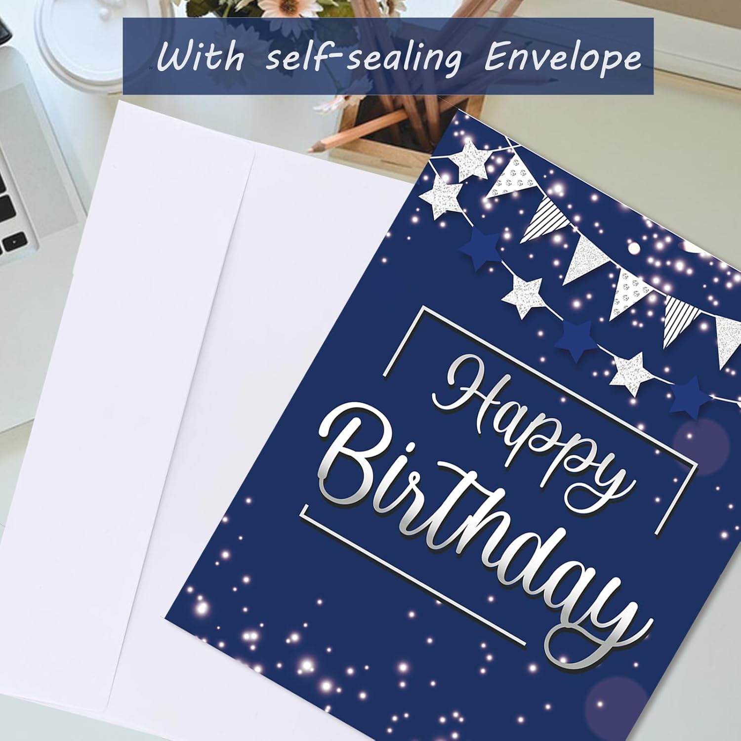 Tarjeta de cumpleaños jumbo con sobre, tarjeta de felicitación extra grande de 22 x 14 pulgadas para mujeres, hombres, jefes, libro de invitados