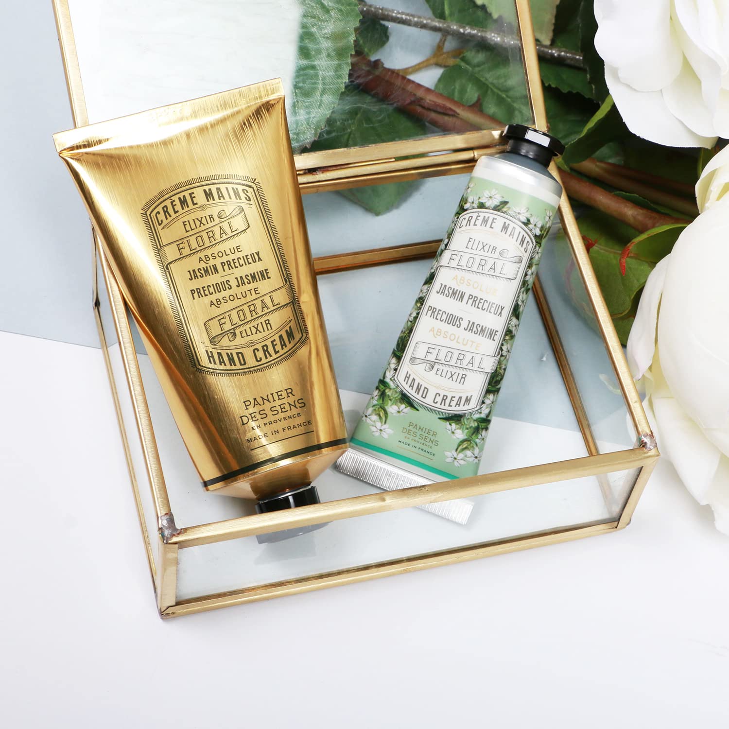 Panier des Sens – Crema de manos para manos y piel agrietadas secas – Mini loción de manos de jazmín, humectante, máscara – Con aceite de oliva y