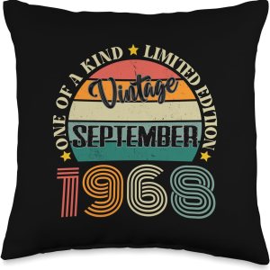56 años Vintage Septiembre 1968 56th Birthday Retro Throw Pillow, 16×16, Multicolor 56 años Vintage Septiembre 1968 56th Birthday Retro Throw Pillow, 16×16, Multicolor