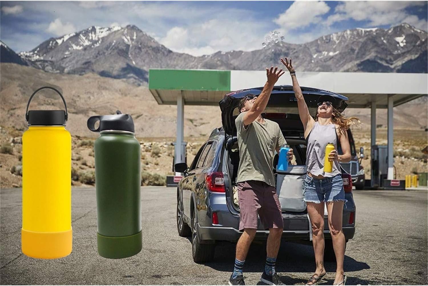 FLYOGA Bota protectora de silicona para Hydro Flask de 12 a 40 onzas estándar y de boca ancha, funda inferior antideslizante sin BPA para botella de