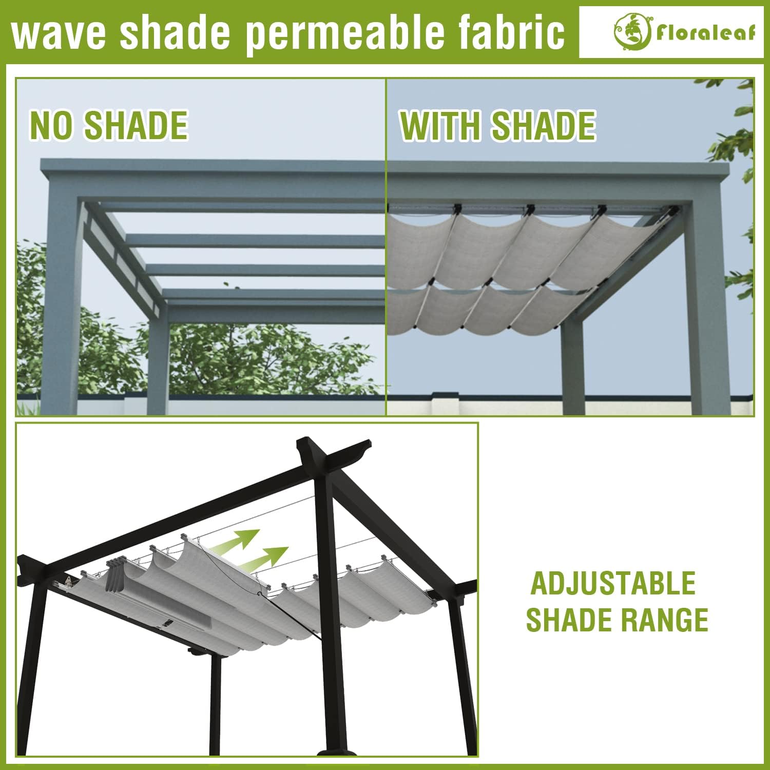 Toldo retráctil de repuesto para pérgola de 3 x 16 pies, con accesorios para cables, para patio, porche, garaje, terraza, toldo