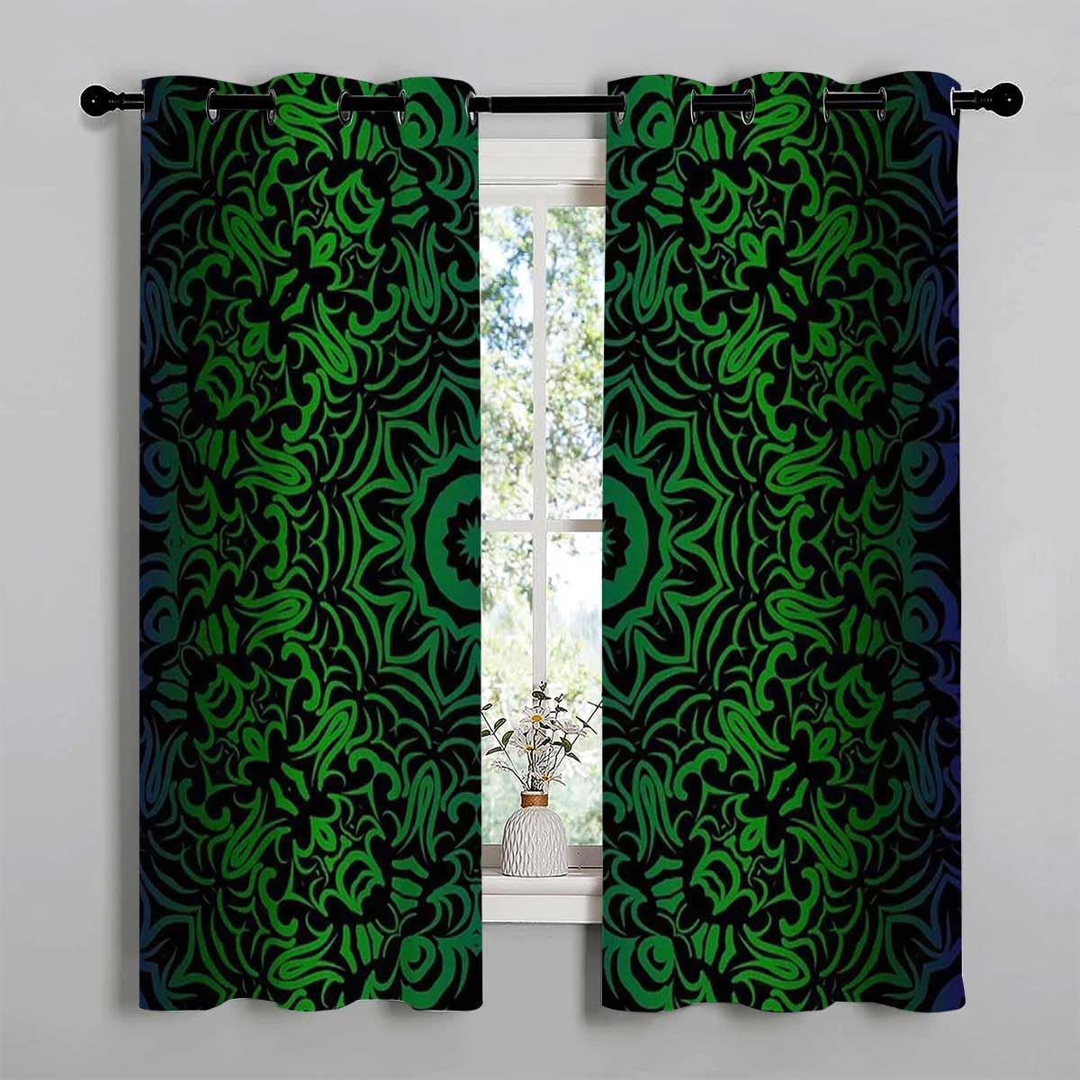 YANFENQI Cortinas para Habitacion Green Decorative Dark Temporary Doors for Hallways Curtain Divider 55Inch Width by 55Inch Length,2 Panels