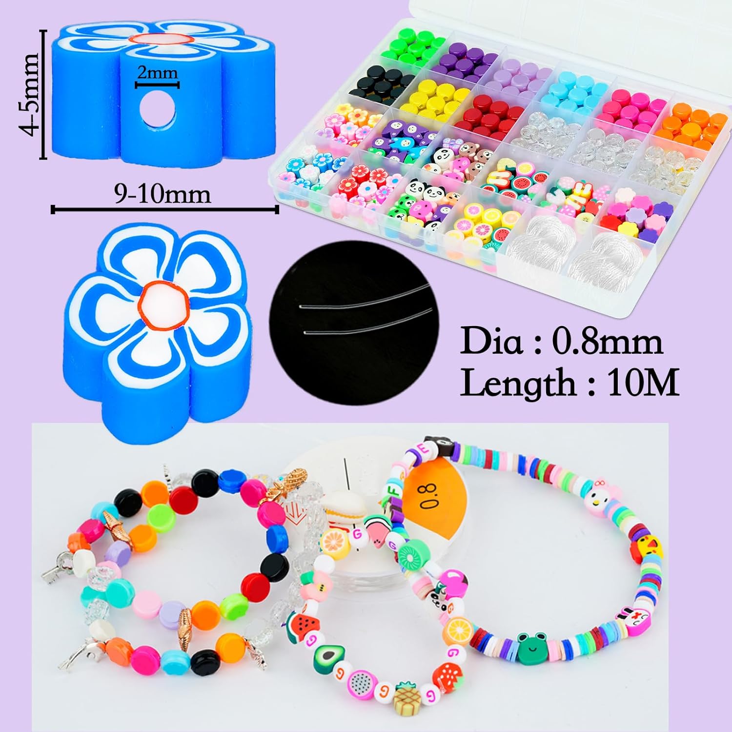 400 cuentas acrílicas de cara feliz para niñas, mezcla colorida de frutas y animales, forma de flor, cuentas de arcilla polimérica, caras felices,