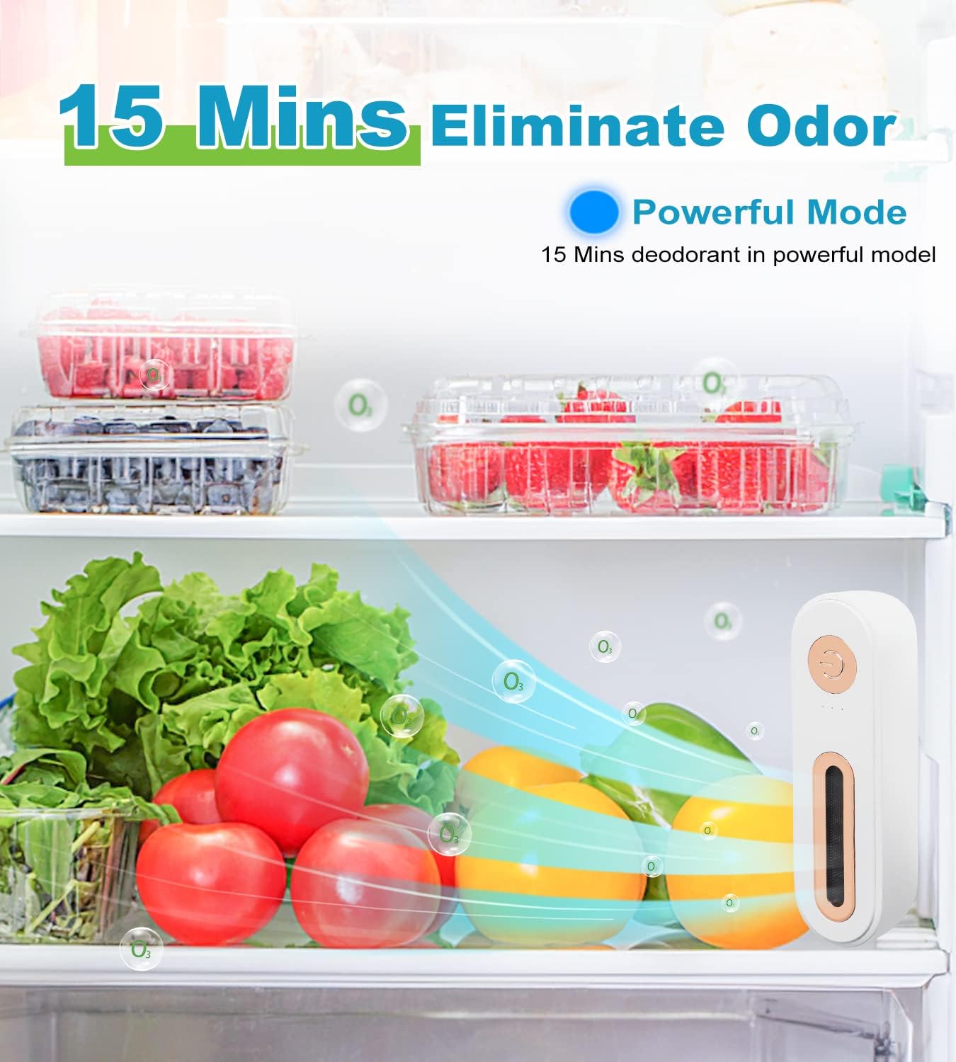 Desodorizador de nevera 4 en 1  Ambientador de aire reutilizable Refrigerador Desodorizador Eliminador de Olores Supera al Bicarbonato de Sodio para