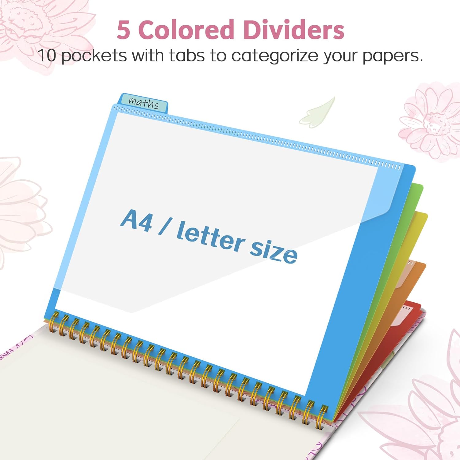 Sooez Folio portapapeles con bloc de notas recargable, carpeta portapapeles con 10 bolsillos de almacenamiento para tamaño carta, cuaderno