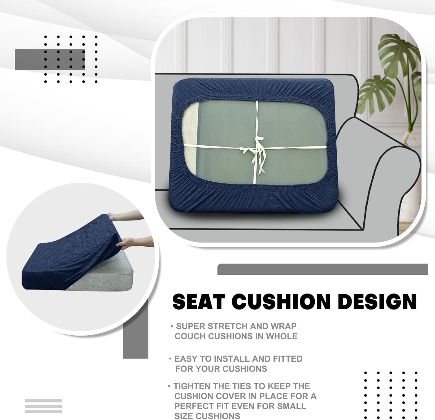 ZNSAYOTX Fundas elásticas individuales para cojines de sofá, fundas de asiento de repuesto suave, patrón único, protector de muebles con parte