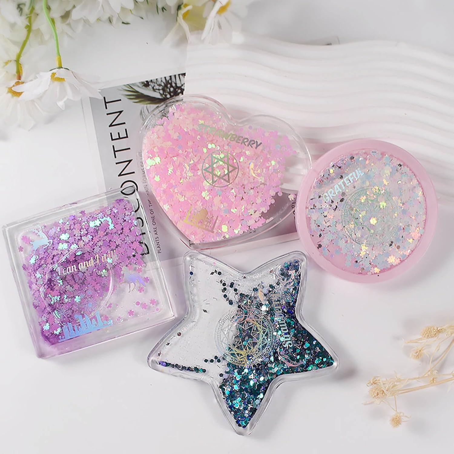 Molde de resina de silicona con forma de corazón de estrella redonda, coctelera de epoxi, marco de arena movediza, molde de fundición de resina,