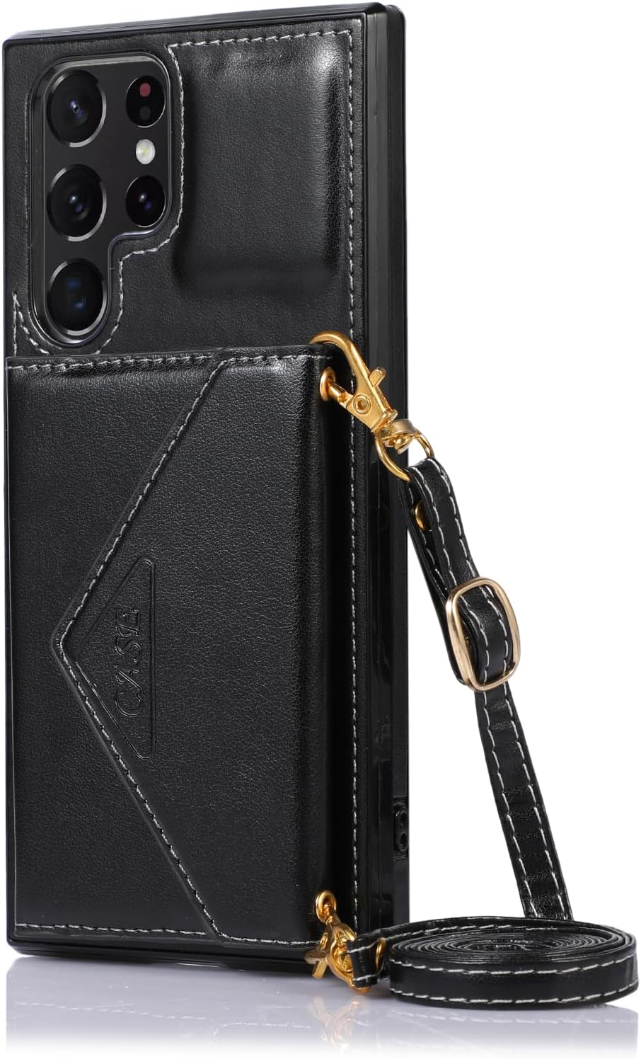 Asuwish Compatible con Samsung Galaxy S22 Ultra 5G – Funda tipo cartera cruzada y protector de pantalla de vidrio templado, soporte para tarjeta de
