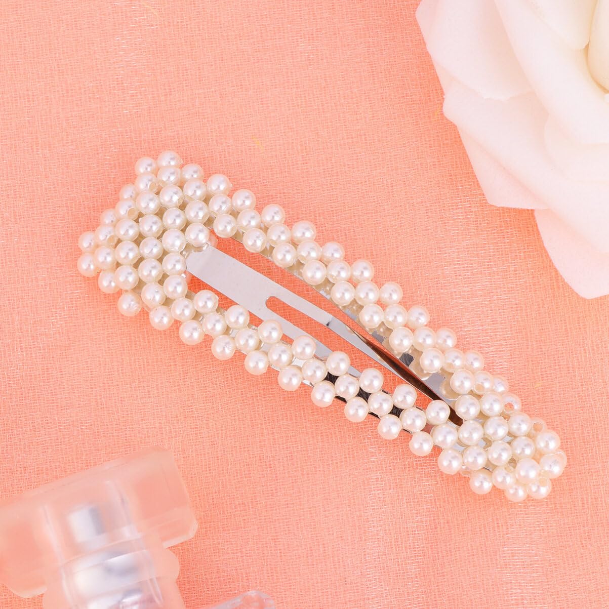 FRCOLOR 2 pasadores para el cabello con brillantes, pinzas para el cabello de perlas, perlas, cuentas de cristal, accesorios para el cabello,