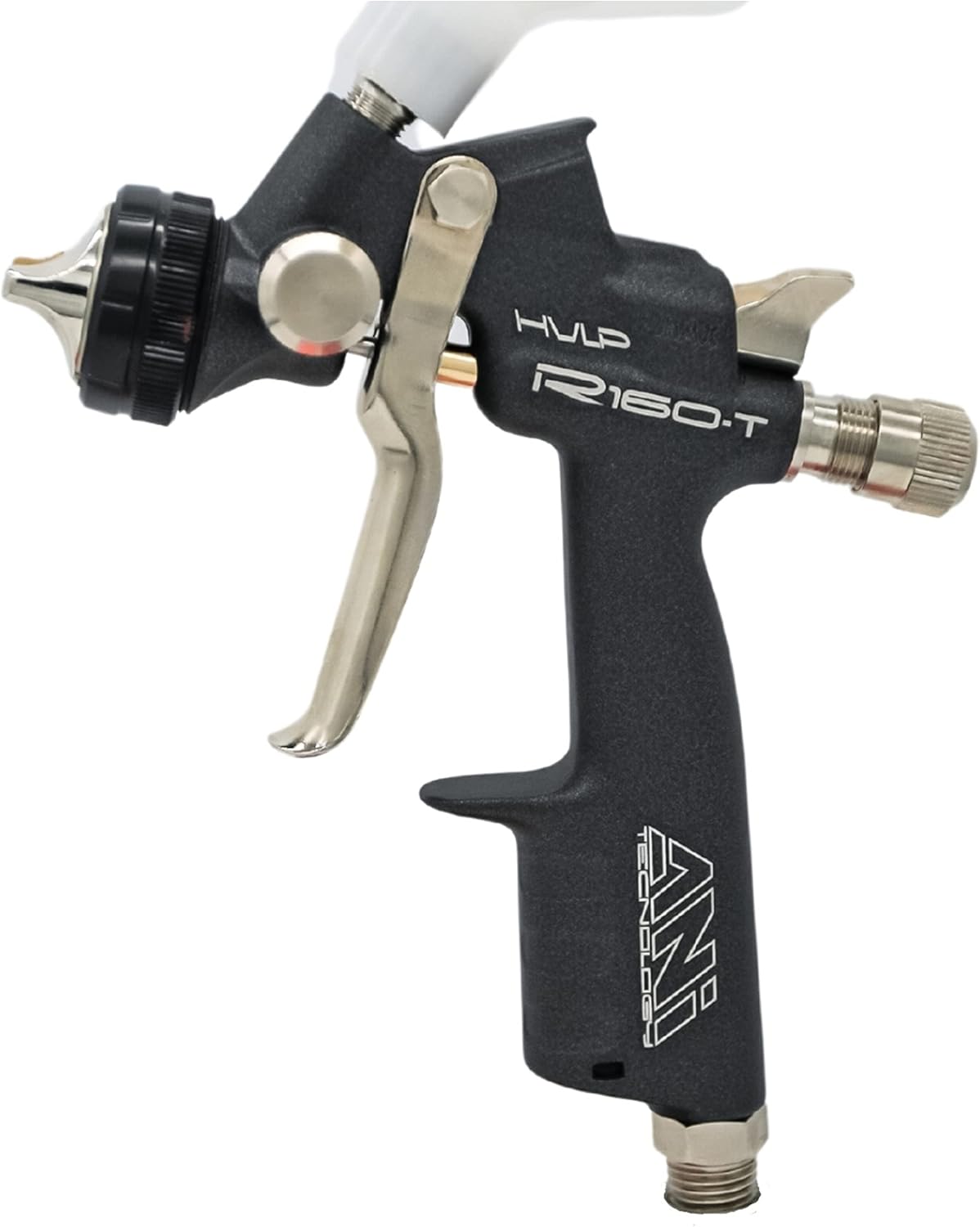 Ani HVLP R150- mini pistola aerosol con copa de nailon de 8.4 oz, Negro