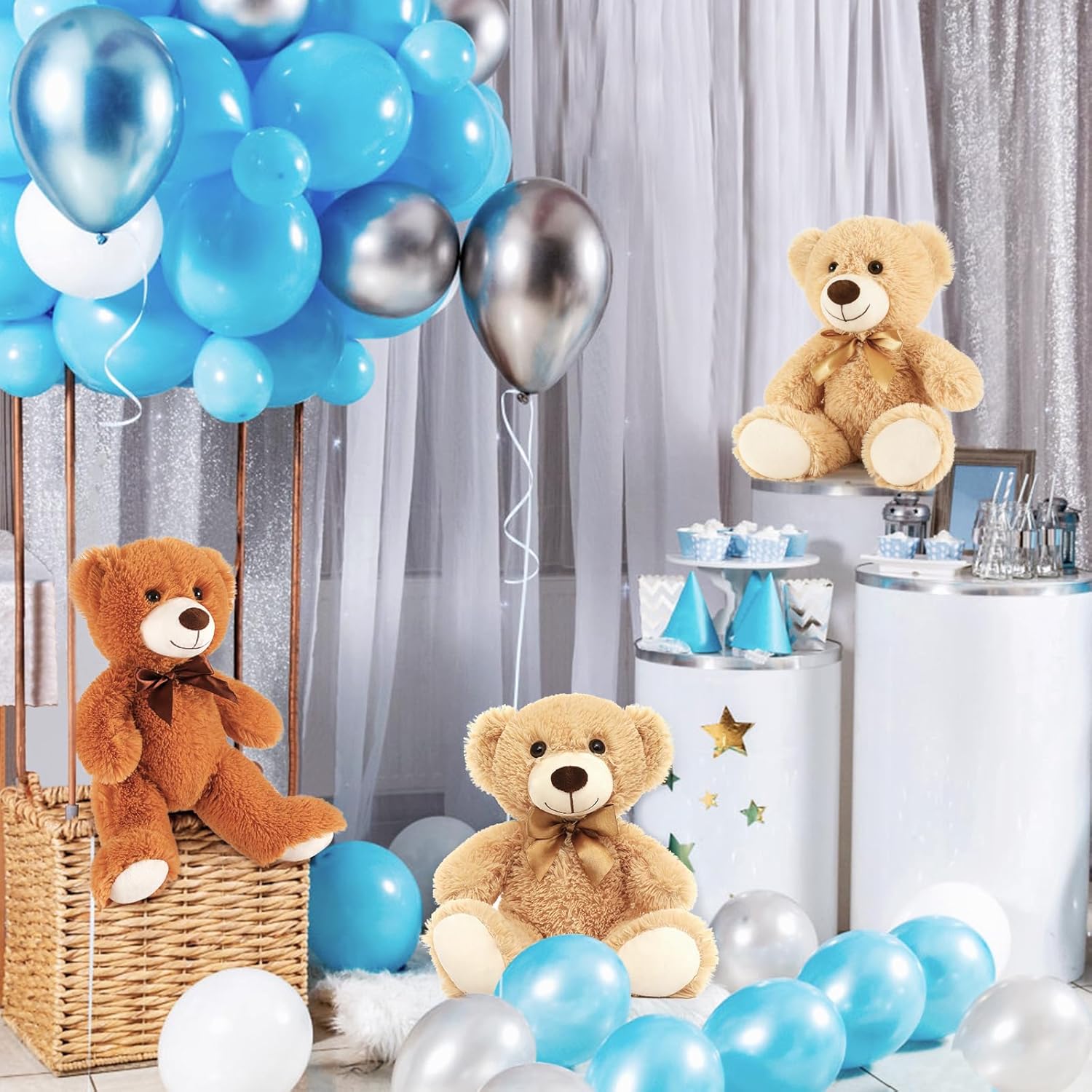 MorisMos Paquete de 12 animales de peluche para niños de 14 pulgadas, osos de peluche suaves a granel para baby shower, animales de peluche a granel