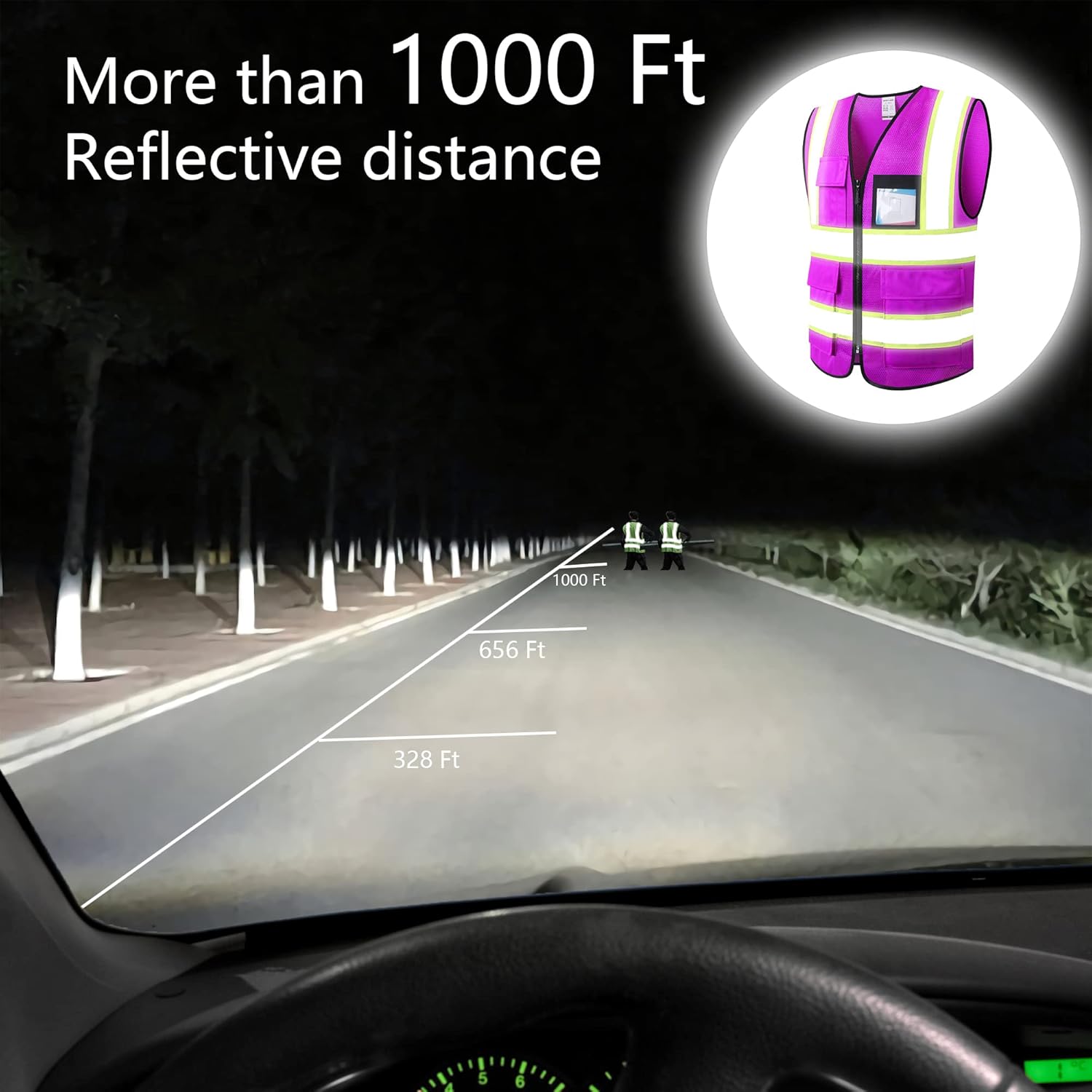 ASIPHITU Chaleco de seguridad reflectante de alta visibilidad para hombres y mujeres con bolsillos con cremallera frontal cumple con las normas