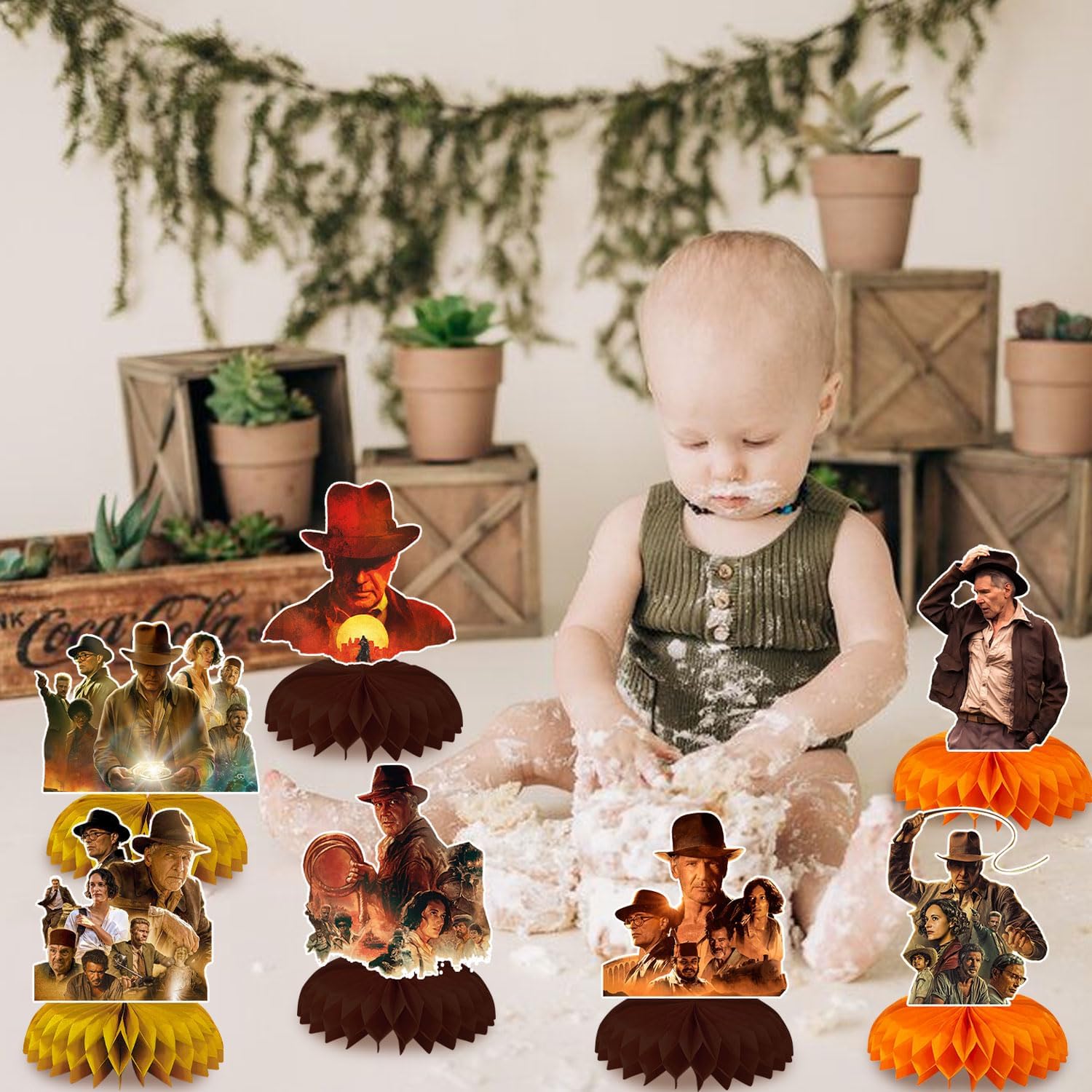 8 piezas de suministros para fiesta de cumpleaños, decoración de mesa temática, centros de mesa 3D de nido de abeja de doble cara para niños y niñas