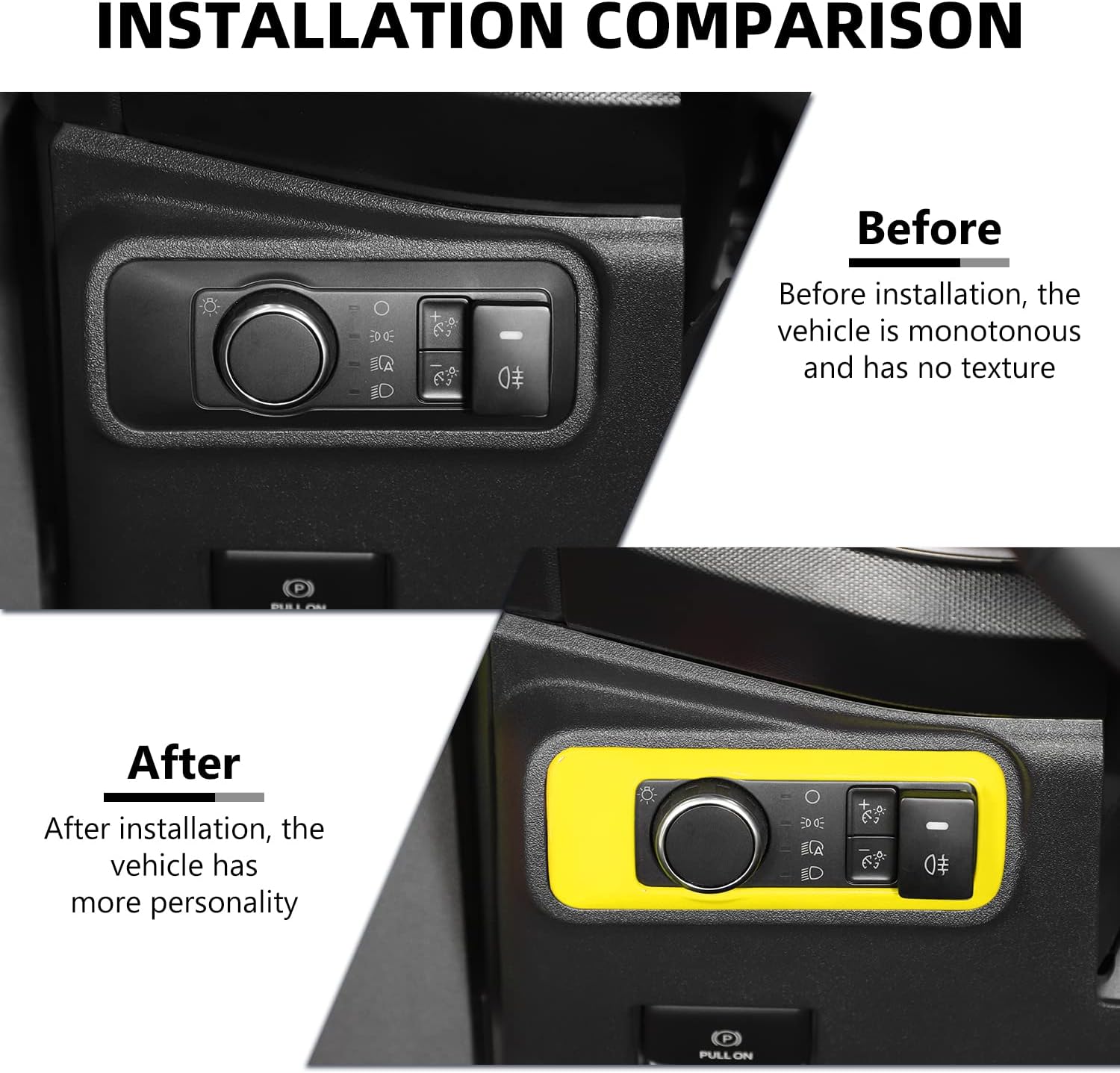 Cubierta de botón para interruptor de faros delanteros Bronco, ajuste del panel del interruptor de la lámpara de los faros delanteros compatible con