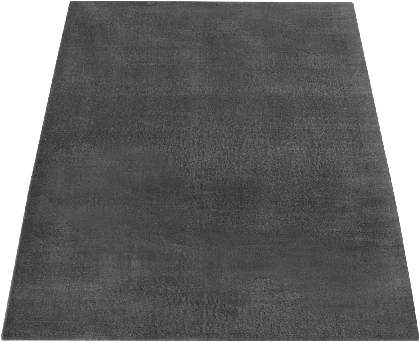 Paco Home Alfombra suave lavable en gris oscuro antracita acogedora antideslizante color sólido, tamaño 5’3″ x 7’3″