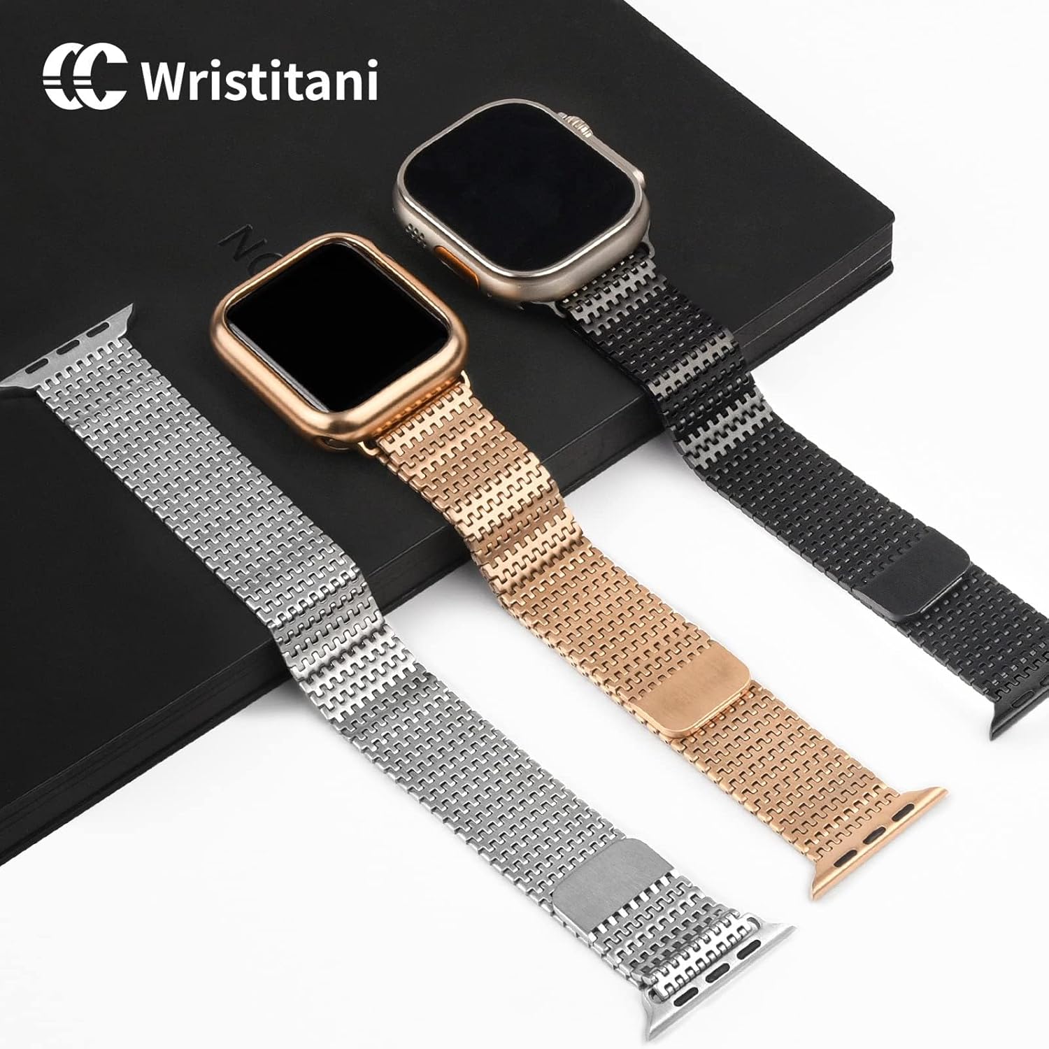 Wristitani Compatible con Apple Watch Band Series 8 SE 7 6 5 4 3 2 1, correa de cierre magnético de acero inoxidable de repuesto para iWatch Band