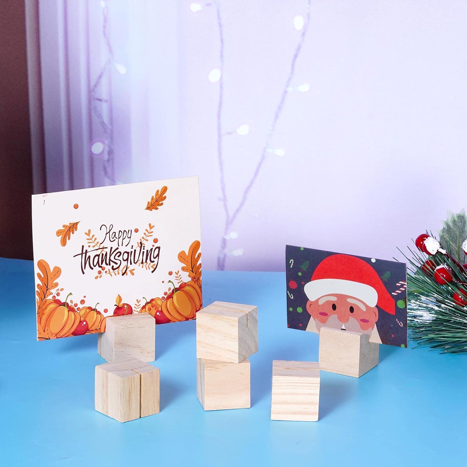 mifengda 20 soportes de madera para tarjetas de lugar, soportes para números de mesa, soportes pequeños para letreros de mesa, soporte para tarjetas