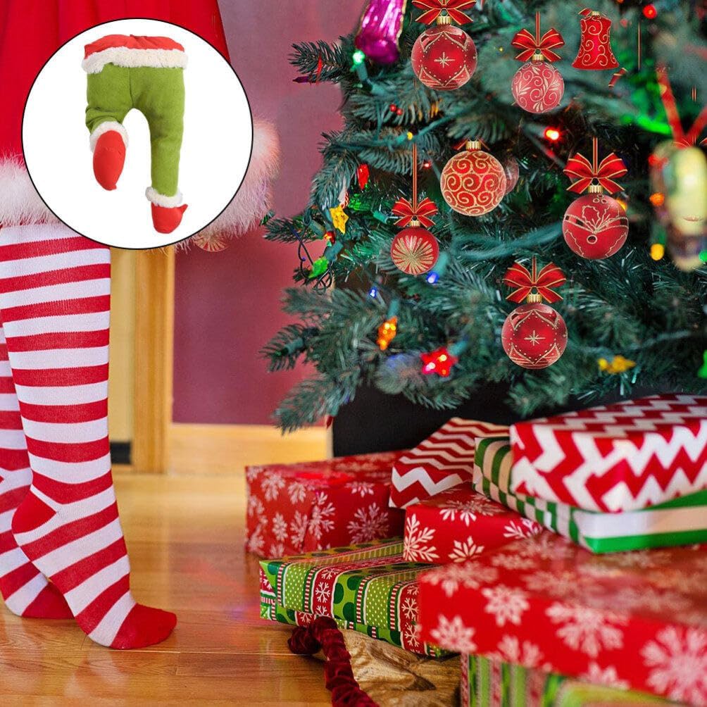 Decoraciones para árbol de cuerpo de elfo, decoración de árbol de Navidad, decoración de elfo con patas de peluche
