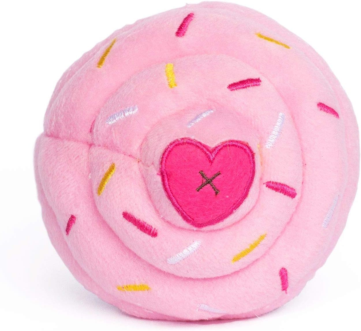 ZippyPaws Regalos de cumpleaños para perros, cupcake de cumpleaños rosa, juguete chirriante de felpa para perros, suministros de fiesta de
