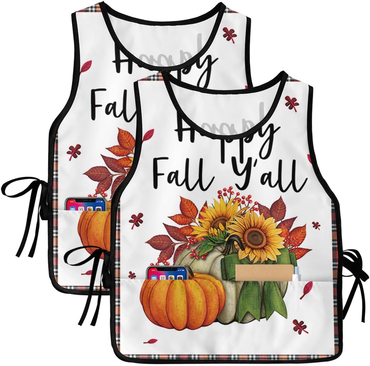 Universal Cobbler Apron with 2 Pockets Unisex Waterproof Chef Aprons Adjustable Washable Bib Apron