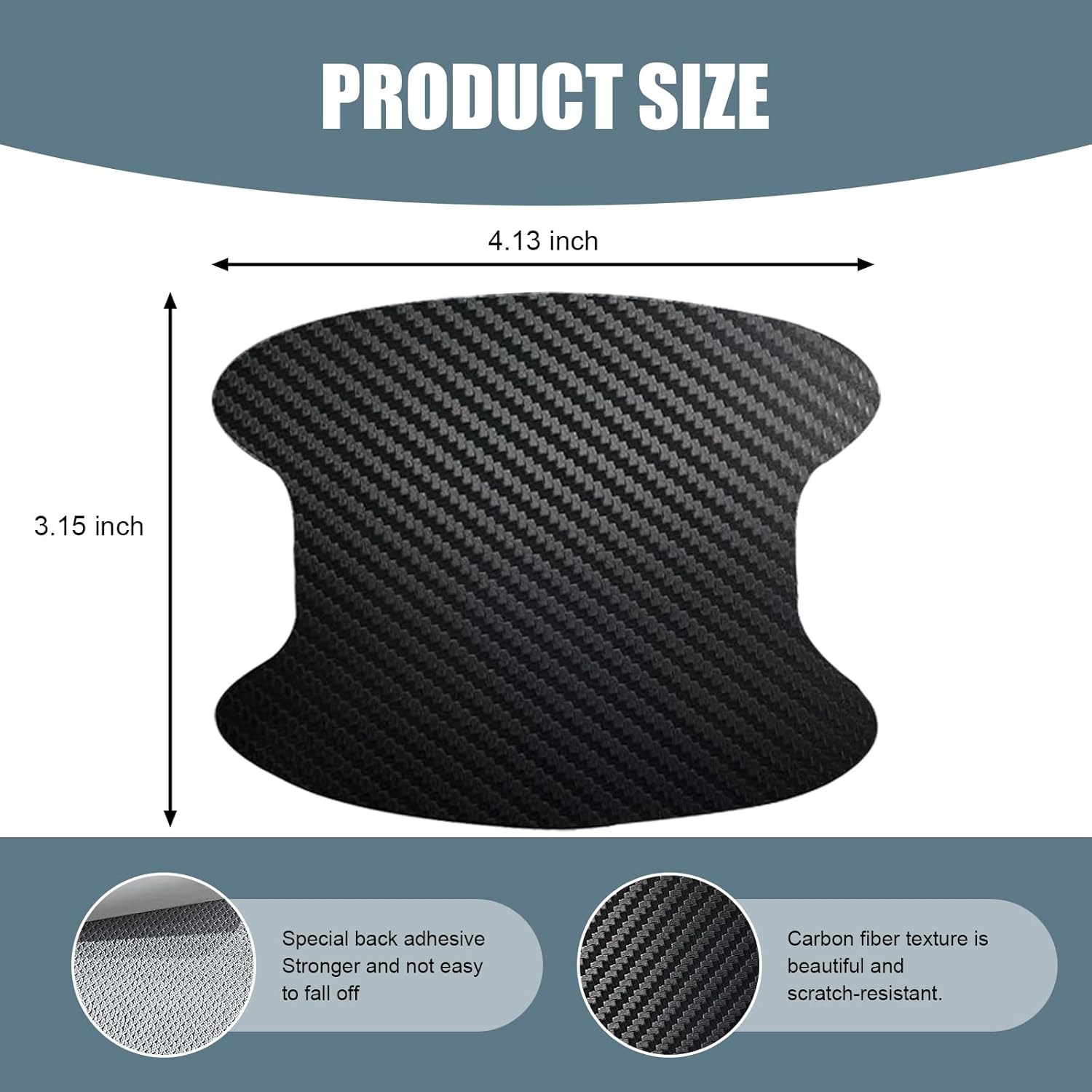 Pack-8 Car Door Bowl Handle Carbon Fiber Film, Car Door Handle Leather Anti-Scratch Protective Trim, Door Handle Cups Protective Film Side Sticker,