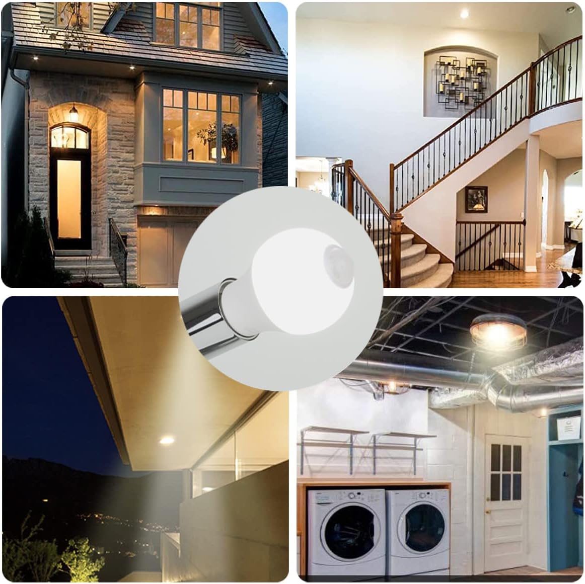 CICINY Bombillas con sensor de movimiento, 9 W (equivalente a 60 vatios), E26 5000K luz diurna A19 800LM para exterioresinteriores, bombillas de