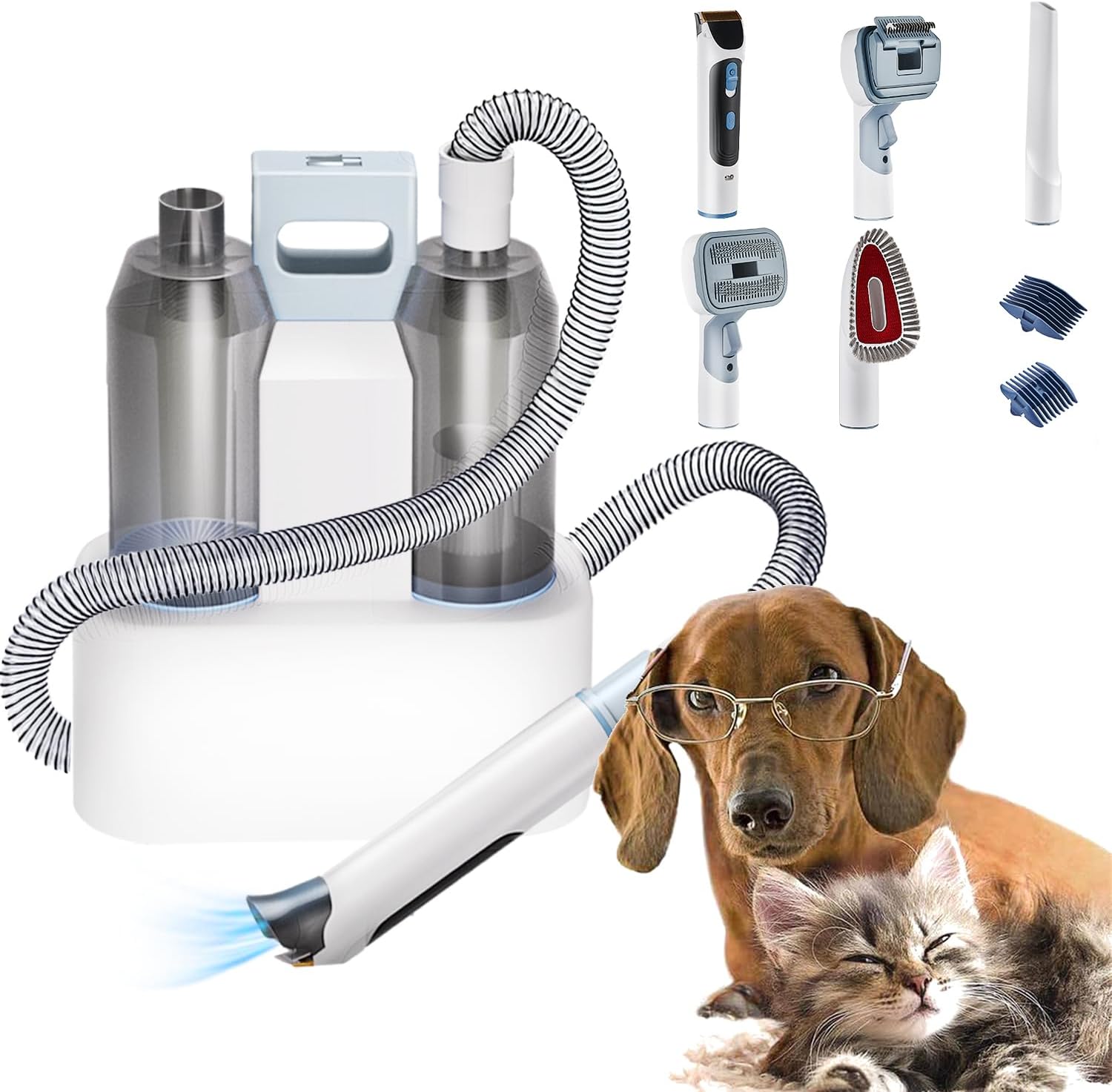 Vetmor Aspiradora para perros para pelos de mascotas, kit de aseo para perros, secador de pelo, soplador