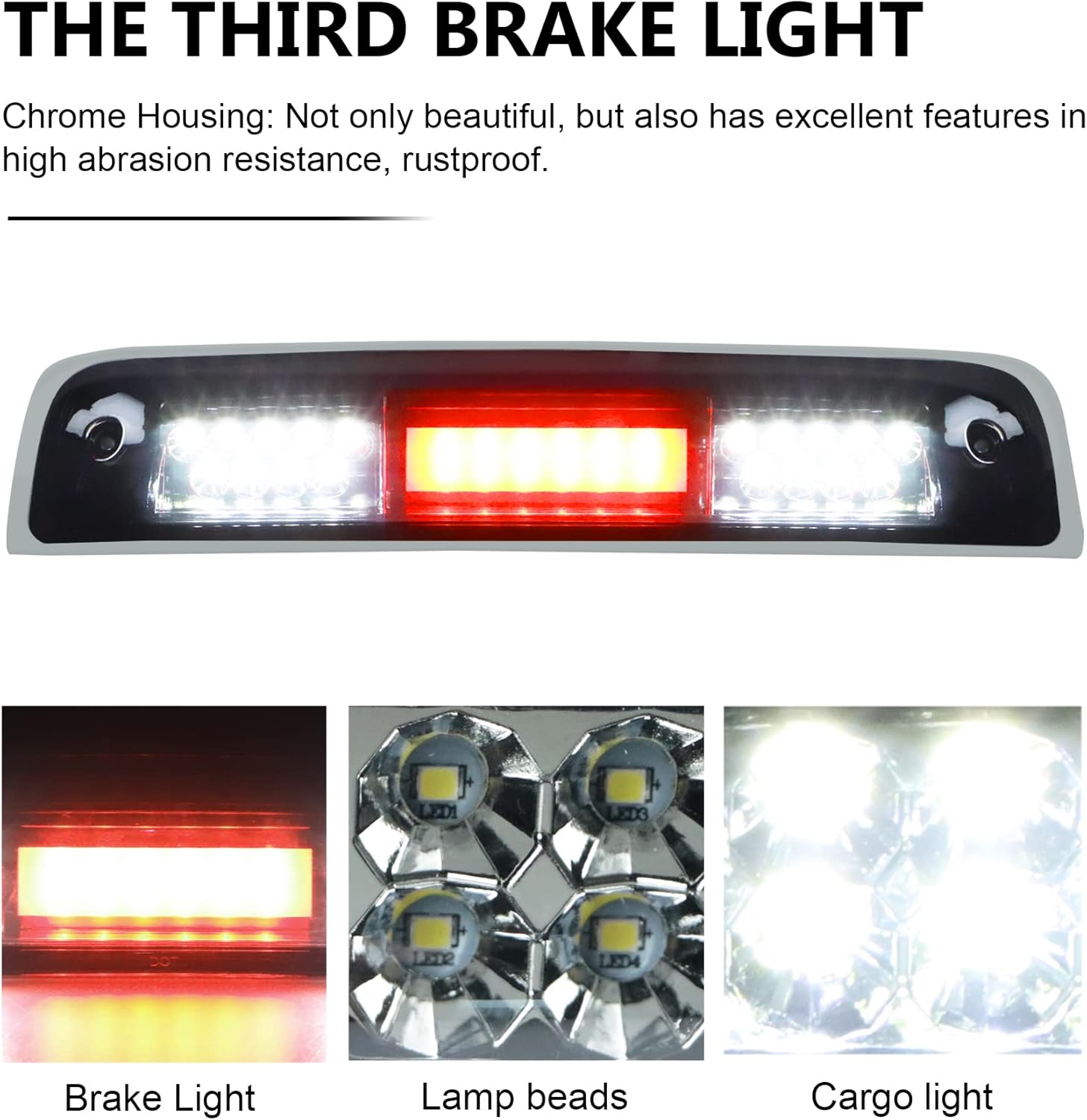 Tresound Tercera luz de freno LED para Dodge Ram 1500 2500 3500 2009-2017 Luz de carga