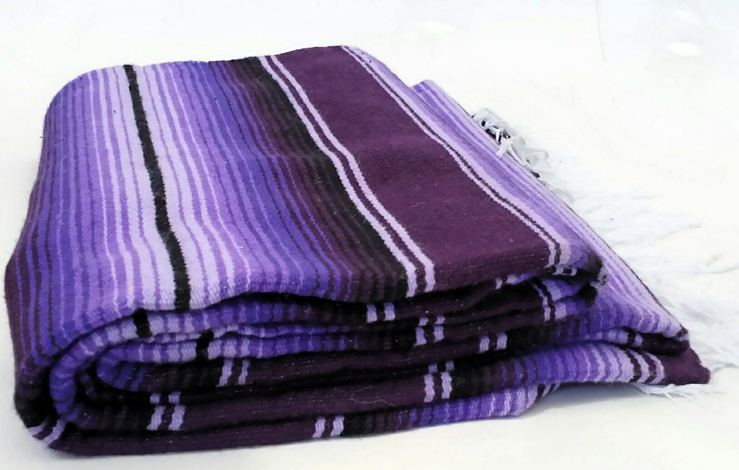 Auténtica manta mexicana de sarape  Manta saltillo mexicana ligera multicolor hecha a mano  Falsa de estilo mexicano clásico, patrón de rayas,
