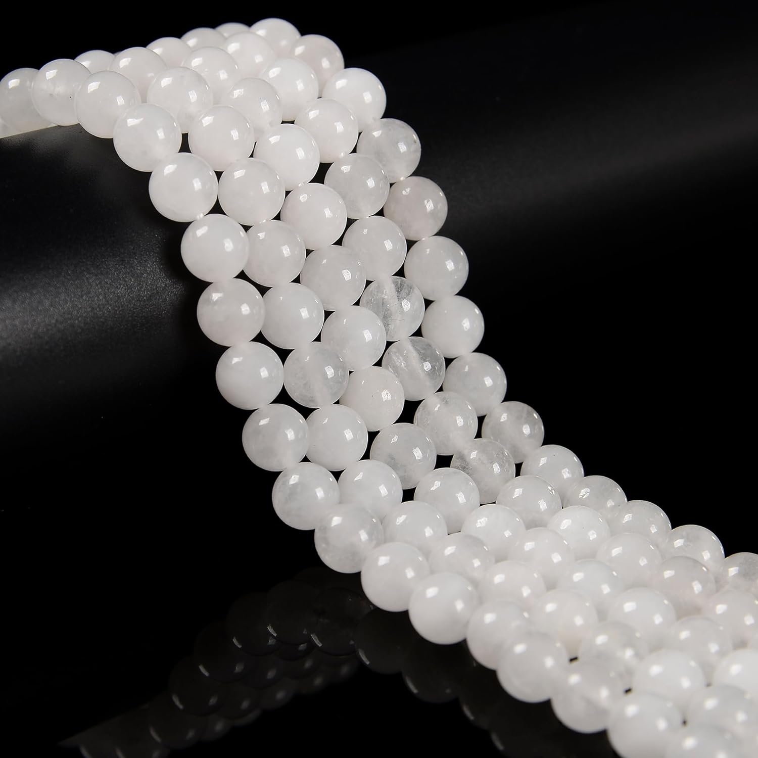 96 cuentas de piedra natural de jade blanco de 0.315 pulgadas (0.315 in), piedras preciosas redondas auténticas sueltas para hacer pulseras y