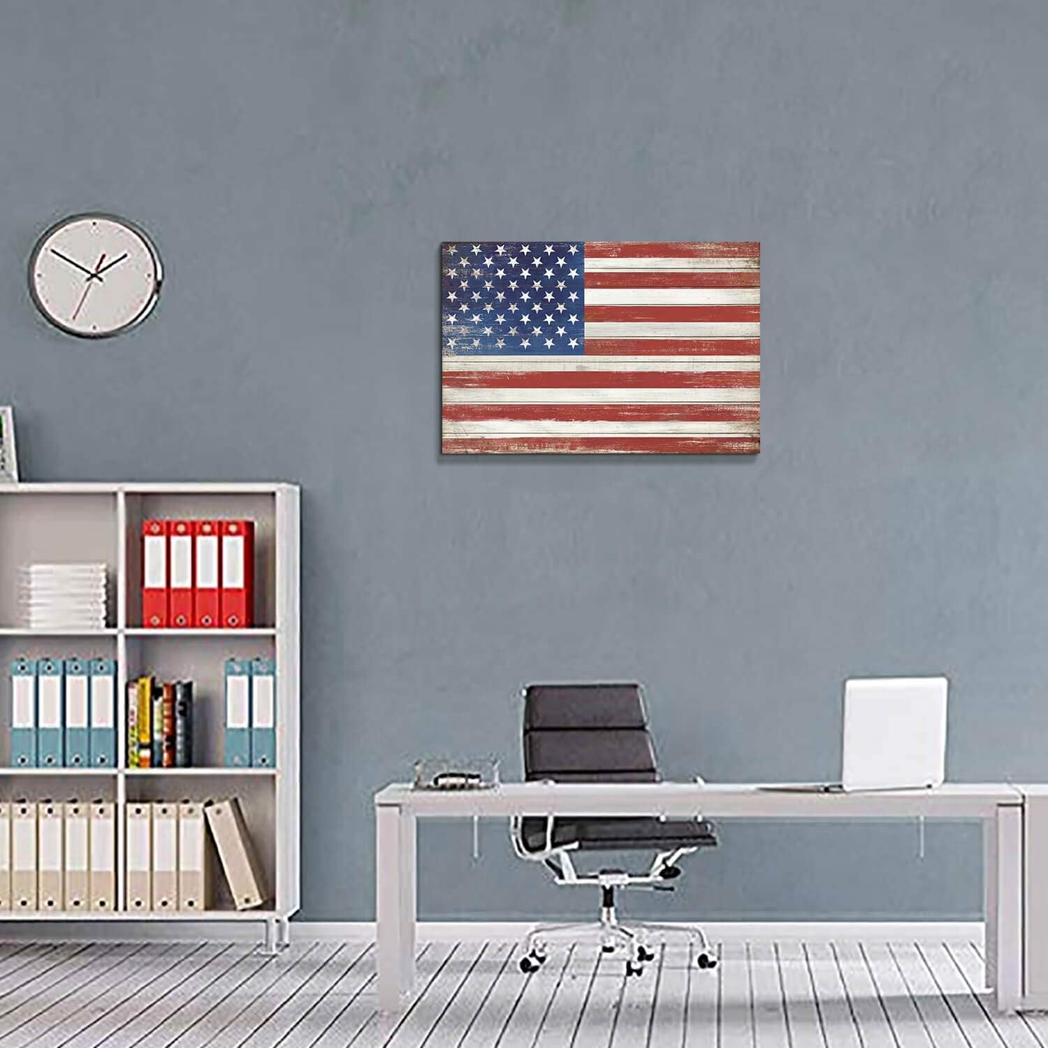 Lienzo decorativo para pared, diseño de bandera de Estados Unidos, diseño de estrellas y rayas, para sala de estar, oficina (36 x 24 pulgadas)