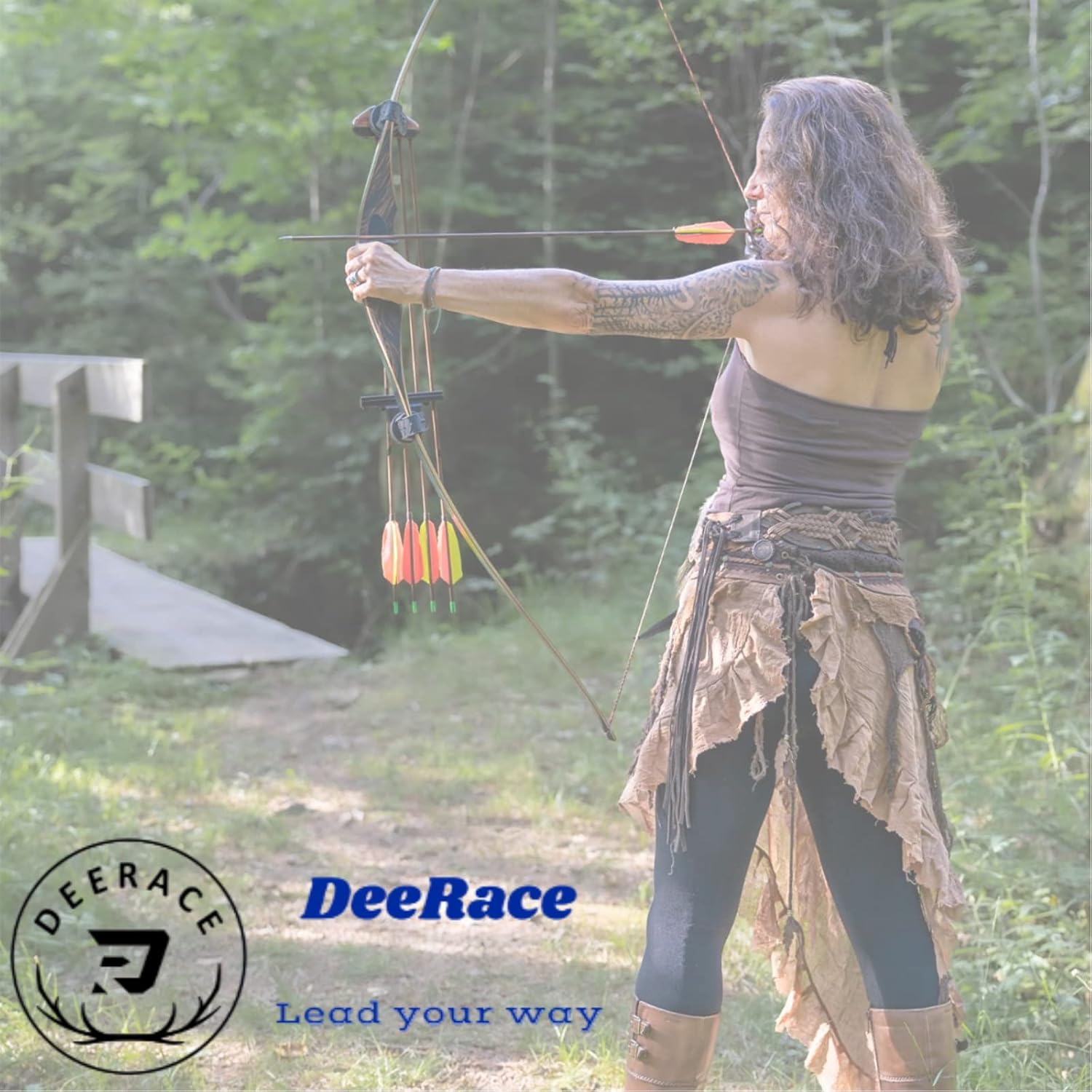 DEERACE Takedown – Juego de arco recurvo y flecha, 62 pulgadas, clásico arco de madera tradicional para adultos, jóvenes, principiantes, caza, tiro