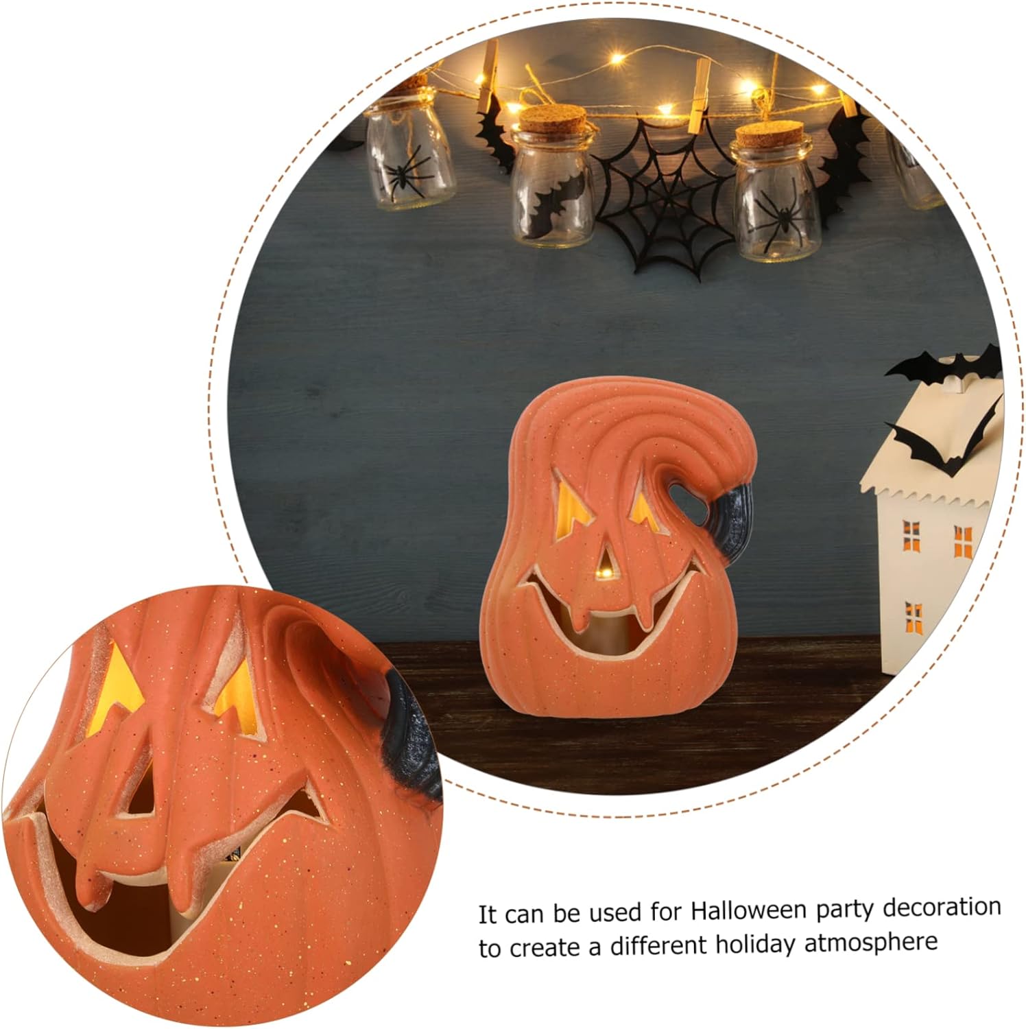 DOITOOL Adorno de linterna de calabaza para decoración al aire libre, decoración de casa para el hogar, decoración para Halloween, luz de calabaza
