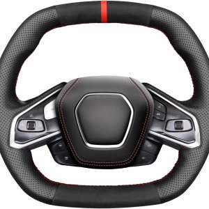 MEWANT Fundas para volante de automóvil para Chevrolet Corvette (C8) 2020-2023 Z06 para Corvette Stingray cosido a mano MEWANT Fundas para volante de automóvil para Chevrolet Corvette (C8) 2020-2023 Z06 para Corvette Stingray cosido a mano