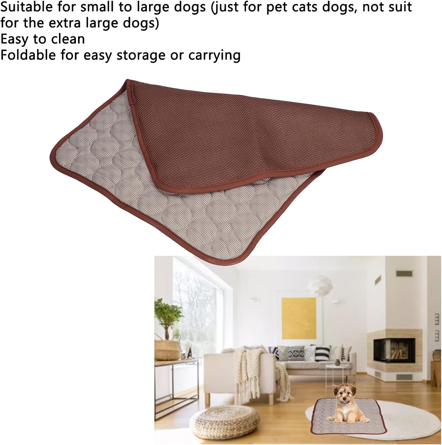 Almohadillas de enfriamiento, se mantienen frescas en la cama refrescante para perros Summe, fáciles de limpiar para suelos (marrón, S (19.7 x 15.7