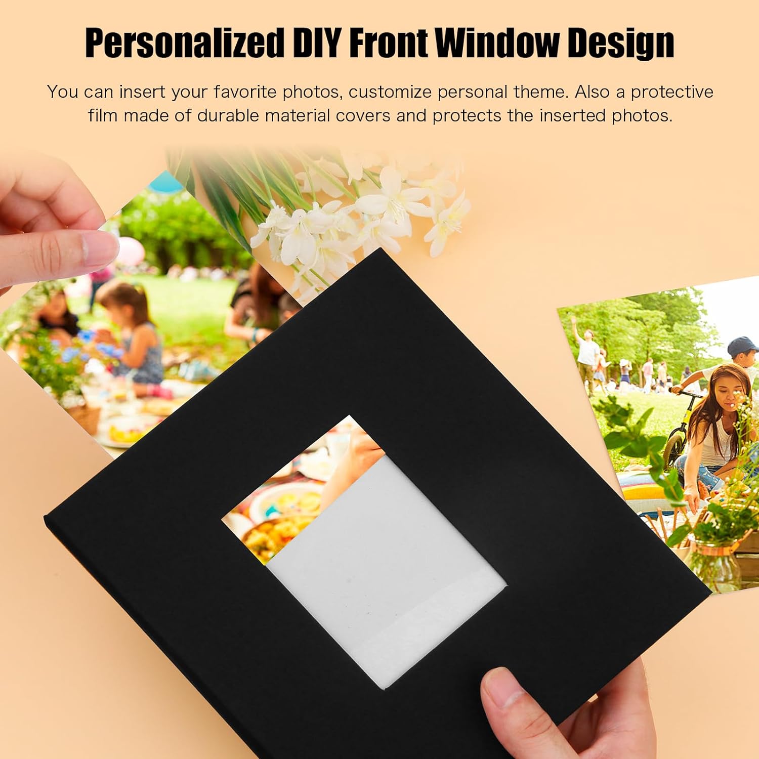 Álbum de fotos de 2 piezas de 8 x 10 pulgadas con capacidad para 72 fotos, cubierta de lino de 8 x 10 pulgadas con ventana frontal, 72 bolsillos