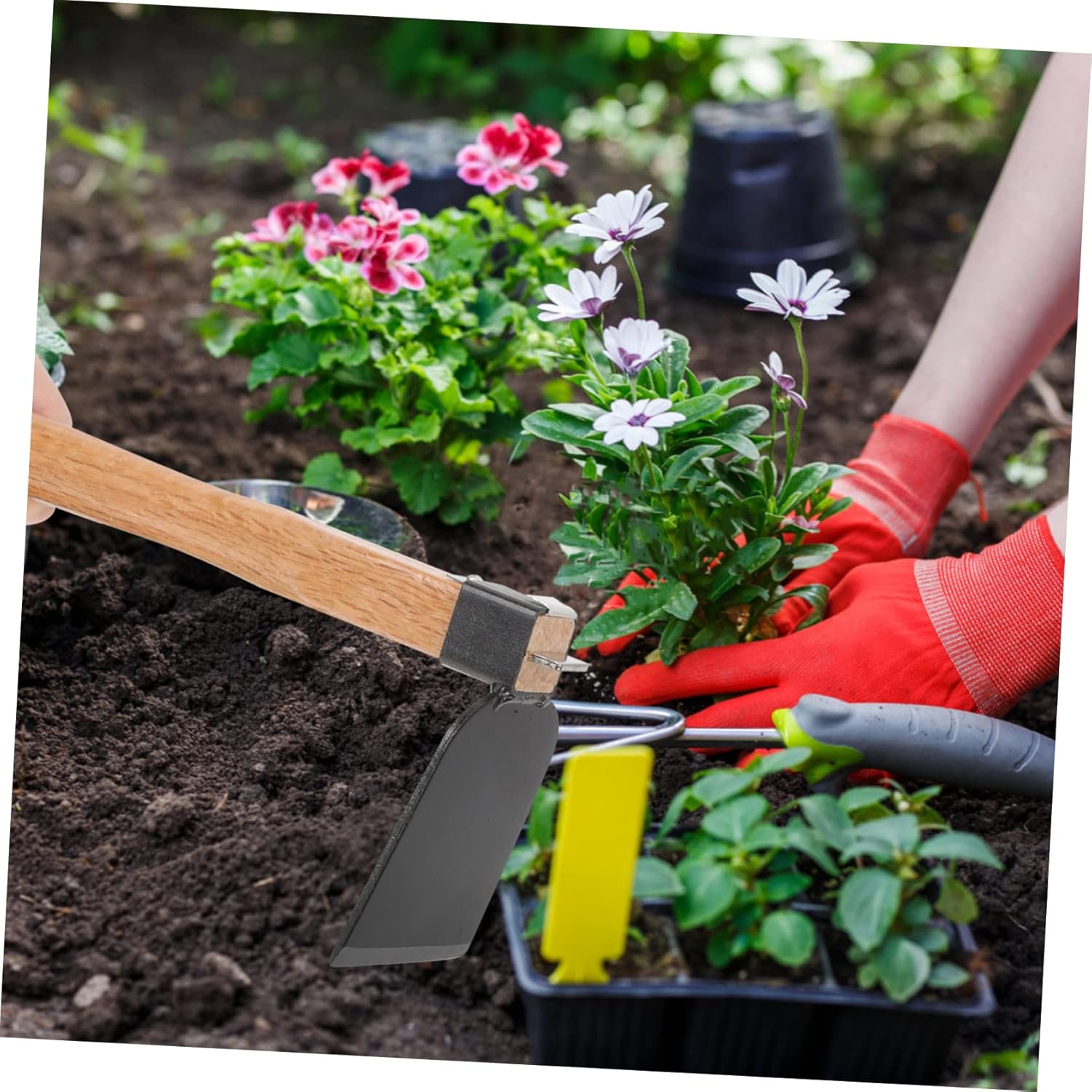 Yardwe Manejar Azada Jardín Hierro Conveniente Ligero Cabeza De Mano Excavación De Madera Jardinería Herramienta De Deshierbe Flor De Mano Suelo