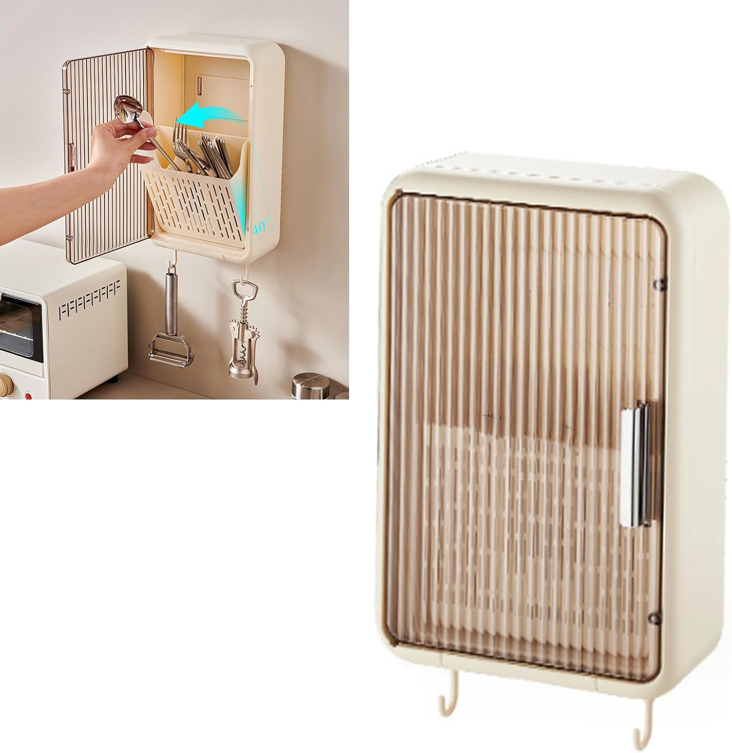 TOPINCN Organizador de palillos montado en la pared, a prueba de polvo, almacenamiento de utensilios de cocina con tapa, adecuado para cucharones,