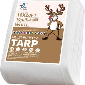Cubierta de lona de polietileno blanco resistente de 0.394 in – Gruesa impermeable, resistente a los rayos UV, duradera, resistente a la intemperie, Cubierta de lona de polietileno blanco resistente de 0.394 in – Gruesa impermeable, resistente a los rayos UV, duradera, resistente a la intemperie,