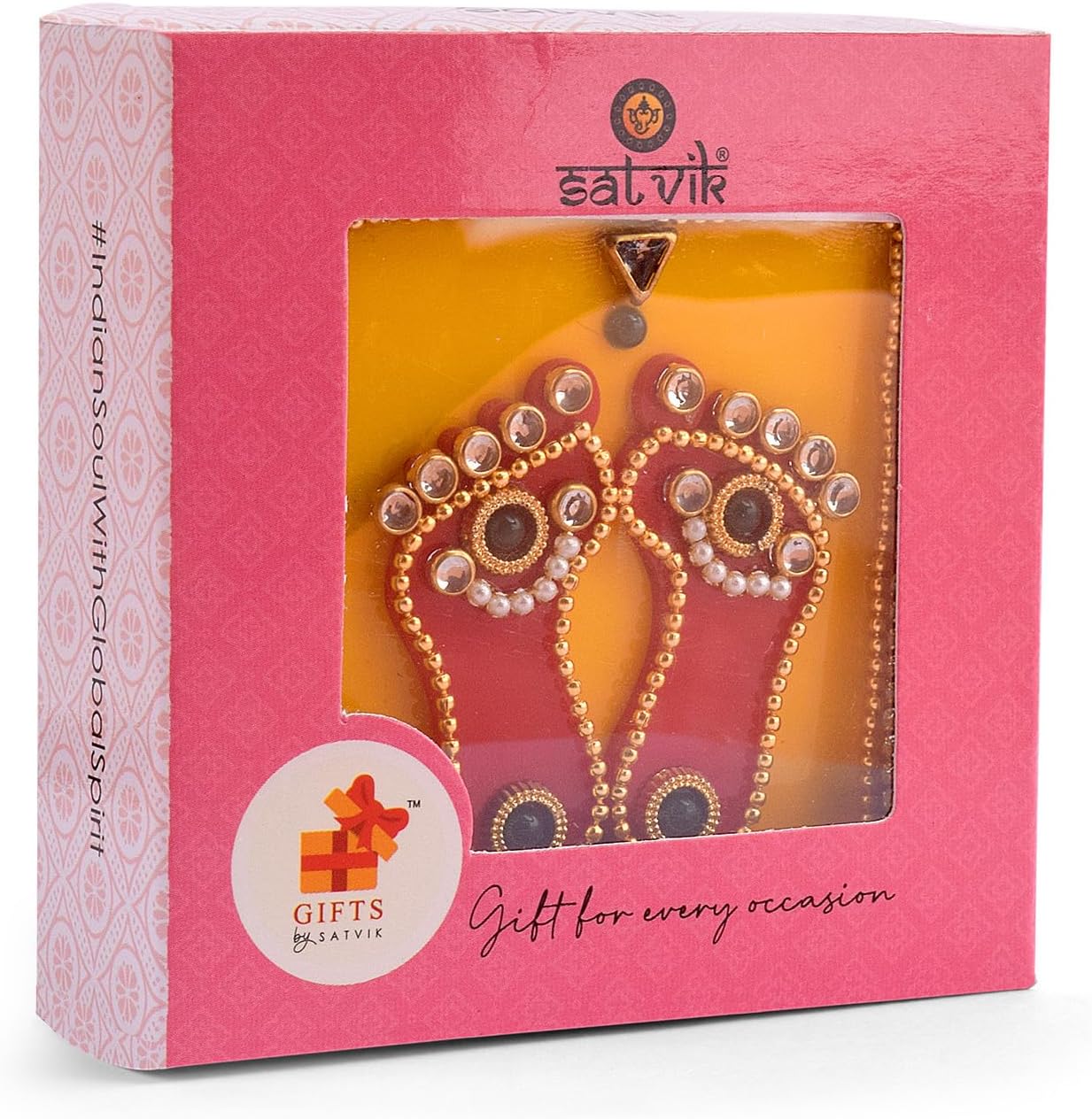 SATVIK – Juego de calcomanías acrílicas Lakshmi MATA Charan Paduka para decoración de festivales con piedra Moti Jarkan Mandir Home Office Floor