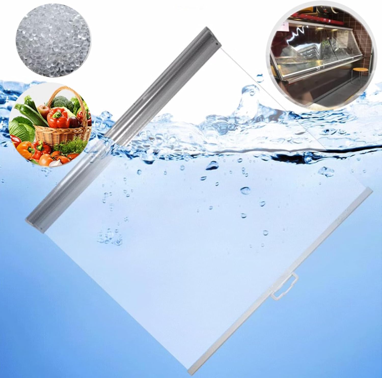 Persianas enrollables transparentes impermeables, a prueba de polvo, se mantienen frescas, persianas de plástico transparente sin cordón con asa,