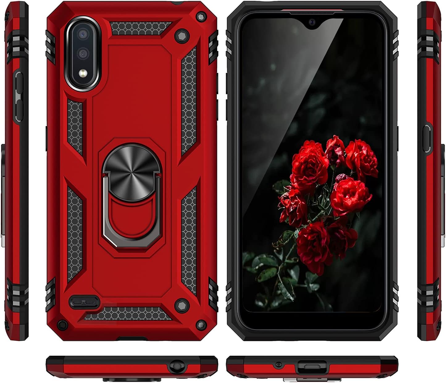 TJS Funda compatible con LG K22, LG K22 Plus+, funda para LG K32, con protector de pantalla de vidrio templado, soporte magnético con soporte